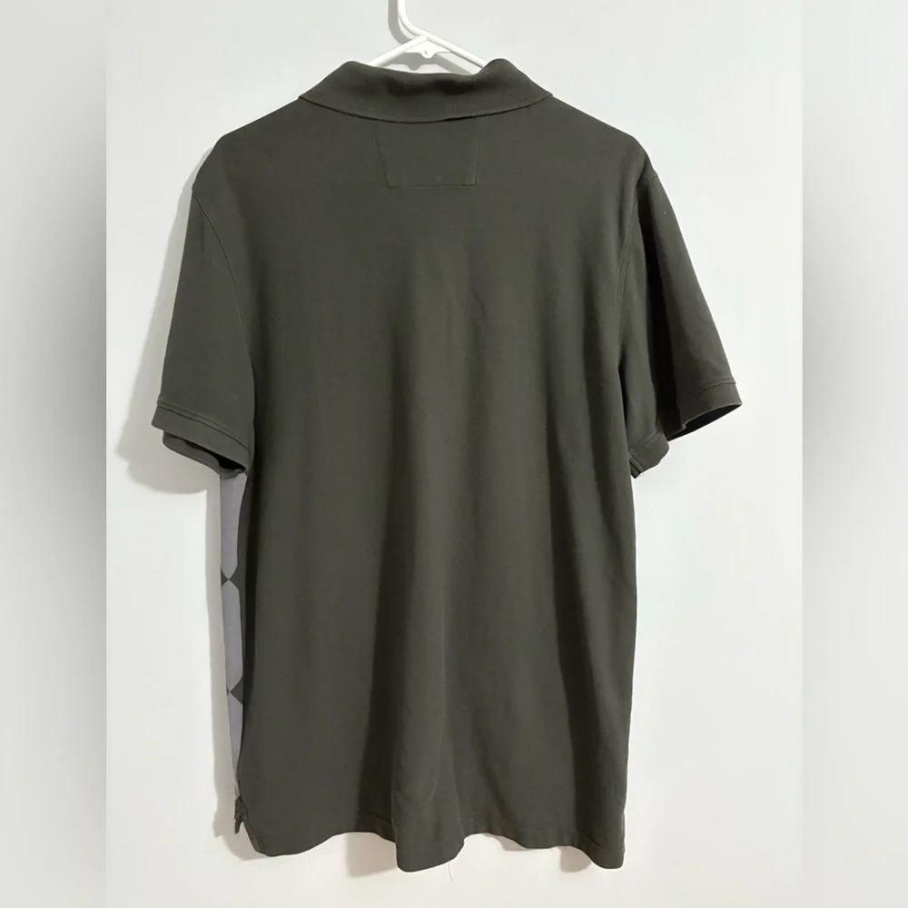 Banana Republic Mens Cotton Polo Short Sleeve Argyle Preppy Large Gray